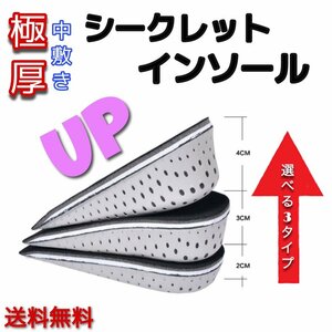 インソール 身長アップ 4cm シークレットインソール 衝撃吸収 土踏まず かかと スニーカー 低反発 中敷き メンズ レディース 通気性