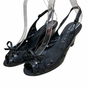 AK317 DIANA Diana lady's strap sandals 23cm black leather made in Japan 