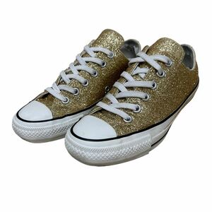 AL671 CONVERSE コンバースオールスター チャックテイラー レディース ローカットスニーカー US4.5 23.5cm ゴールド ラメ