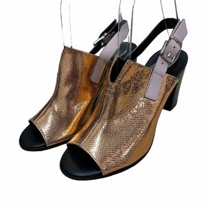 AL711 Италия производства Marco Ricci женский ремешок сандалии 36 примерно 23cm Gold хороший 