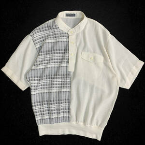 美品【COTEDAZUR】vintage バンドカラーポロシャツ ビンテージポロ コートダジュール 90s レトロ ホワイト
