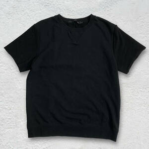 【NO ID】ノーアイディー スウェットTシャツ 切替半袖カットソー モード ドメブラ ドメスティック ブラック