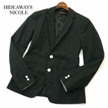 HIDEAWAYS NICOLE ハイダウェイ ニコル 通年 総裏 刻印ボタン★ アンコン テーラード ジャケット ブレザー Sz.46　メンズ 黒　A3T09383_8#O_画像1