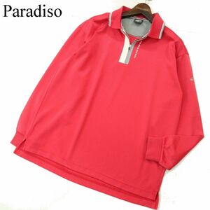 Paradiso パラディーゾ 通年 ハーフジップ★ リブ ストライプ 長袖 ポロシャツ Sz.L　メンズ ゴルフ　A3T09574_8#F