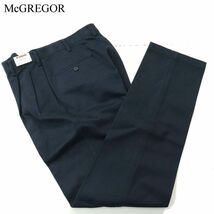 【新品 未使用】 McGREGOR マクレガー 通年 2タック入り★ テーパード スラックス パンツ Sz.76　メンズ ネイビー 日本製　A3B04058_8#R_画像1