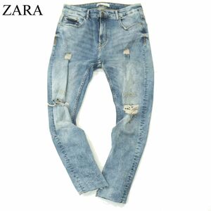 ZARA ザラ マン 現行タグ★ ダメージ＆USED加工 ストレッチ スキニー デニム パンツ ジーンズ Sz.36　メンズ 　A3B04062_8#R