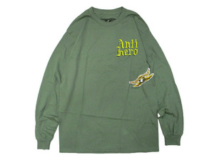 新作☆最安 ANTIHERO アンタイヒーロー CHRIS LINDIG デザイン TEMINAL VELOCITY L/S T-SHIRTS MilitaryGreen SIZE:M.アンチヒーロー