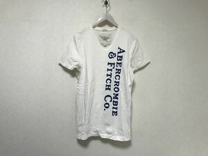 本物アバクロアンドフィッチAbercrombie&FitchコットンVネック半袖Tシャツメンズサーフアメカジミリタリービジネススーツゴルフ白ホワイトL