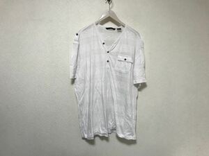 本物ショーンジョンSEANJOHNヘンリーネックデカビッグ半袖Tシャツメンズサーフアメカジミリタリービジネススーツゴルフ白ホワイトXL