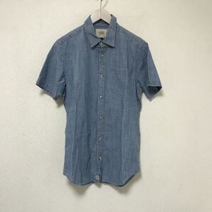 本物デウスエクスマキナDEUS EX MACHINAコットンシャンブレー半袖シャツメンズサーフアメカジミリタリーワークビジネススーツ青ブルーS