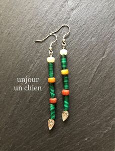 unjour un chien ＊天然石ピアス＊ハンドメイド＊マラカイト＊黄翡翠＊天然石イヤリング＊パワーストーン