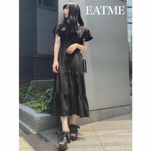 EATME イートミー　フレアスリーブティアードワンピース ブラック