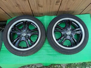 ①BRANDLE-LINE アルボレア 15インチ アルミホイール 5J+44 PCD100 4穴 ハブ径67.1mm タイヤ付 2本セット 165/55R15 2020年製 