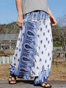 * ethnic Aladdin sarouel pants peiz Lee print including carriage * new goods unused A* Momo nga yoga rayon material room wear Harley m