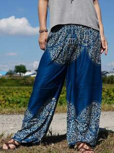 * ethnic Aladdin pants ba lock print including carriage * new goods A* Asian monkey L yoga unisex room wear 