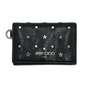 H-29 【美品】ジミー チュウ JIMMY CHOO カードケース スタッズ スター 星 レザー