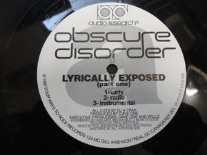 Obscure Disorder Lyrically Exposed オリジナル原盤 12 スリリング・アングラHIPHOP 視聴