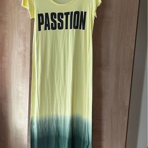 goa ロングワンピース Tシャツワンピース サイズフリー リゾートワンピース イエロー グリーン