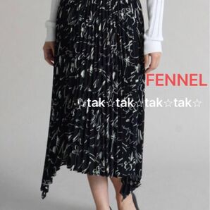 新品タグ付16000円 FENNEL プリントプリーツスカート フレアスカート