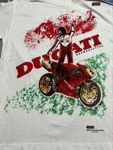 CAGIVA GROUP by reverse カジバ DUCATI ドゥカティ DESMOQUATTRO バイク T-シャツ 白 ホワイト size L ITALY_画像3