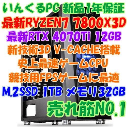 史上最強ゲーミングCPU搭載パソコン！RYZEN7 7800X3D & RTX4070Ti