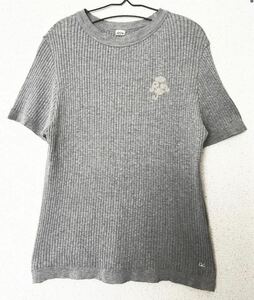 45R 45rpm 刺繍　Tシャツ　トップス　ギマリブニットのTシャツ　半袖Tシャツ 刺繍Tシャツ　グレー