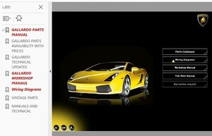 ランボルギーニ　 ガヤルド ワークショップマニュアル 整備書 パーツリスト 配線図　修理書