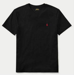 【新品】ラルフローレン ■ コットンTシャツ ■ メンズ L / US M ■ Vネック ブラック POLO RALPH LAUREN 正規品