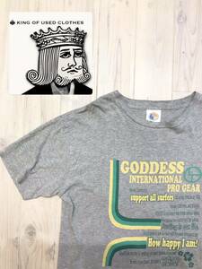 GODDES ゴッデス プリントTシャツ Lサイズ サーフ シェイパー 茅ヶ崎 サーファー サーフカジュアル グレー ユーズド 古着 ビンテージ