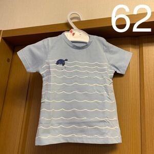 name it 海　カニ　波ボーダー　半袖　スナップボタン付き　Tシャツ　62