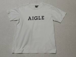 「送料無料」エーグル:AIGLE♪コットン100％：白地の胸に大きなロゴが可愛い：Tシャツ＊サイズXS