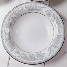 ST6] NORITAKE　CHINA　小皿　６枚　セット　銀縁　BELMONT USデザイン　花柄　陶器　皿　食器　ノリタケ　白　水色　グレー_画像2
