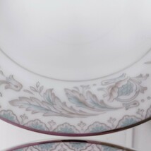 ST6] NORITAKE　CHINA　小皿　６枚　セット　銀縁　BELMONT USデザイン　花柄　陶器　皿　食器　ノリタケ　白　水色　グレー_画像7