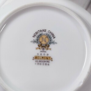 ST6] NORITAKE CHINA 小皿 ６枚 セット 銀縁 BELMONT USデザイン 花柄 陶器 皿 食器 ノリタケ 白 水色 グレーの画像6