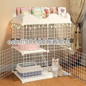 良い品質★猫ケージ ペットケージ2段ジョイント式 組み立て 猫 キャット軽量ケージペットフェンス キャットゲージ ねこ 小動物 犬 ウサギ