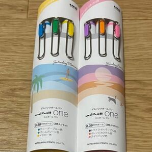 数量限定発売　三菱鉛筆ユニボール ワンシティポップカラー3色セット　サタデーモーニング　サンデーイブニング 6本