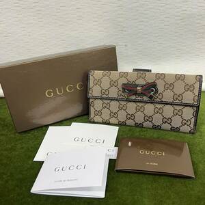 ★☆ 【正規品】ブランド/レディース ブランド 長財布/GUCCI/グッチ GGキャンバス/リボン/プリンシー/ウォレット