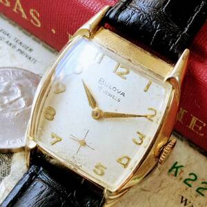 #2679【お洒落な高級感】メンズ 腕時計 ブローバ BULOVA 金張り 動作品 アンティーク ヴィンテージ 17石 機械式 手巻き ゴールドF 1959年