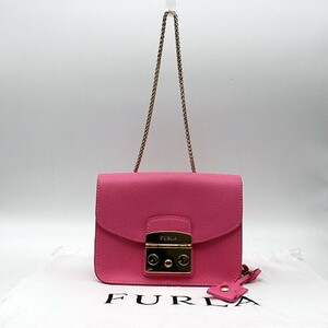 FURLA フルラ チェーンポシェットバッグ 　レザー　ピンク