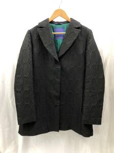 Les Copains BLUE イタリア製 ジャケット コート レディース 44 ブラック 楕円柄織り レ コパン 23081602