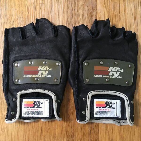 K&N Glovesオープンフィンガー ドライビング レザーグローブ 革手袋 フリーサイズ バイク ツーリング ③