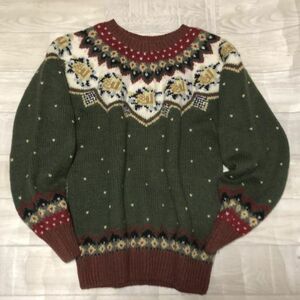 ビンテージ〜希少SUPER HAND KNITTED◎可愛いノルディック柄◎毛100%使用◎スコッチハウス◎ローゲージセーター　