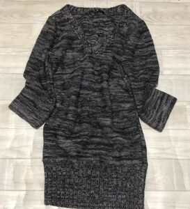 ミックス編み◎WOOL 100%◎ナノユニバース◎やや厚めミディアムゲージニットワンピース　リピ得無7 N対象外登