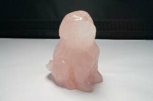 希少!上質品!ピンクが綺麗な透明度のあるブラジル産ローズクォーツ彫刻「犬」（紅水晶）1点のみ