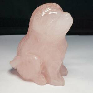 希少!上質品!ピンクが綺麗な透明度のあるブラジル産ローズクォーツ彫刻「犬」（紅水晶）1点のみの画像3