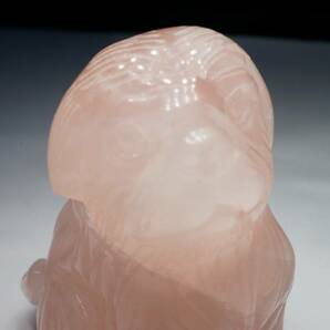 希少!上質品!ピンクが綺麗な透明度のあるブラジル産ローズクォーツ彫刻「犬」（紅水晶）1点のみの画像7