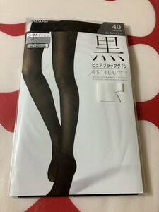 ATSUGI ASTIGU ピュアブラックタイツ 黒 40デニール S-M ディープブラック アツギ アスティーグ tights