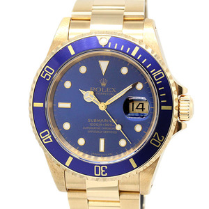  Rolex ROLEX Submarine Date 16618 S number YG blue face men's wristwatch self-winding watch pure gold blue sub 