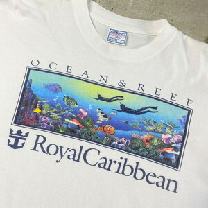 00年代 Royal Caribbean Cruises クルーズ船 企業ロゴ プリント Tシャツ メンズL