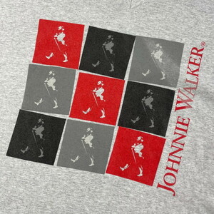 90年代 JOHNNIE WALKER ジョニーウォーカー ウイスキー 企業ロゴ Vネック プリントTシャツ メンズXL